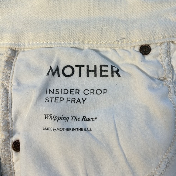 MOTHER Insider Crop Step Fray Jeans Size 24 White with Black Stripes - Picture 4 of 11